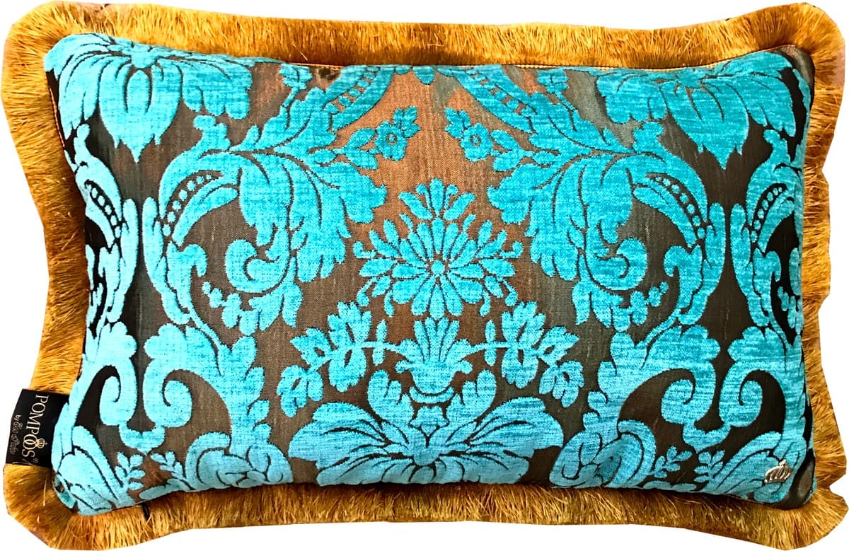 Luxury pillow Pompöös by Casa Padrino by Harald Glööckler Elegance Collection baroque pattern turquoise / gold 35 x 55 cm - luxury pillow