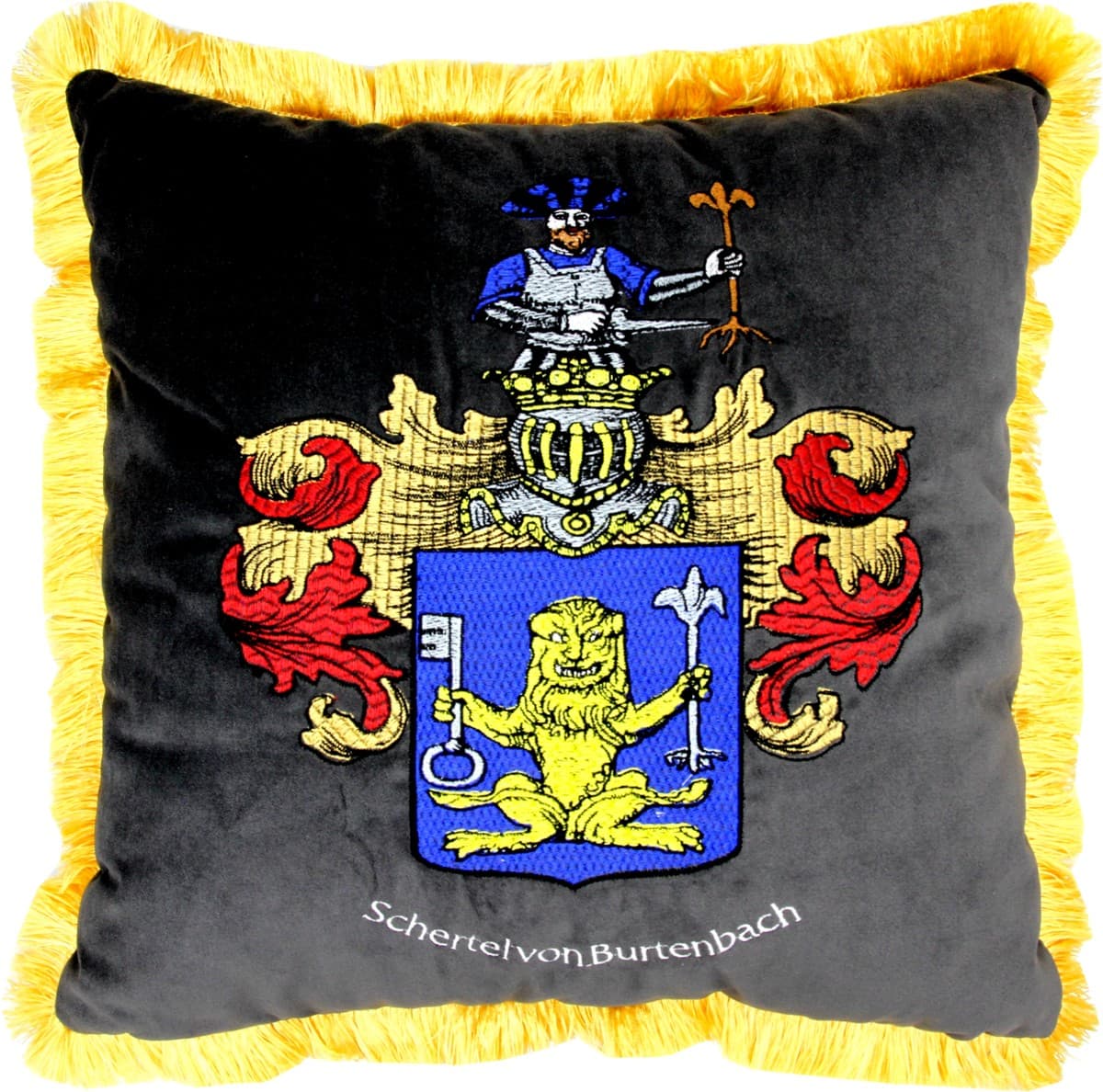 Casa Padrino luxury decorative pillow crest Freiherr Schertel by Burtenbach gray / gold