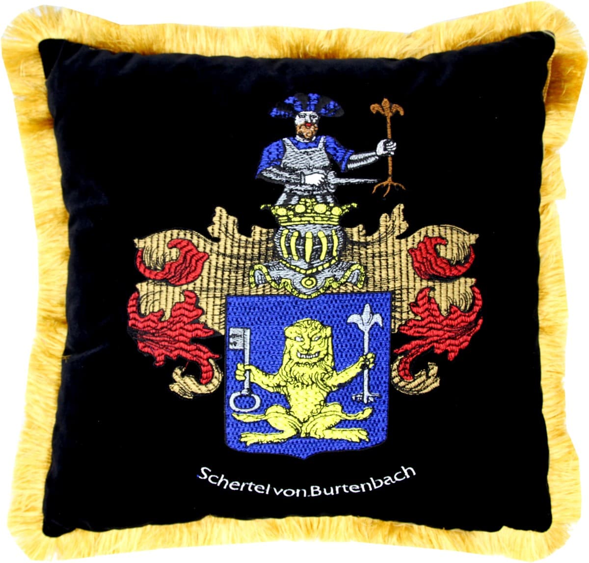 Casa Padrino luxury decorative pillow crest Freiherr Schertel by Burtenbach black / gold