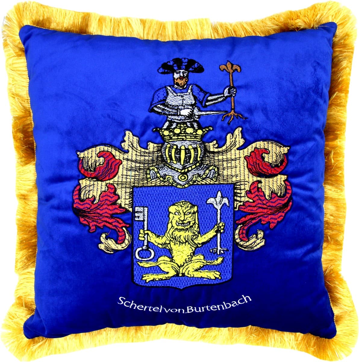 Casa Padrino luxury decorative pillow coat of arms Freiherr Schertel by Burtenbach royal blue / gold