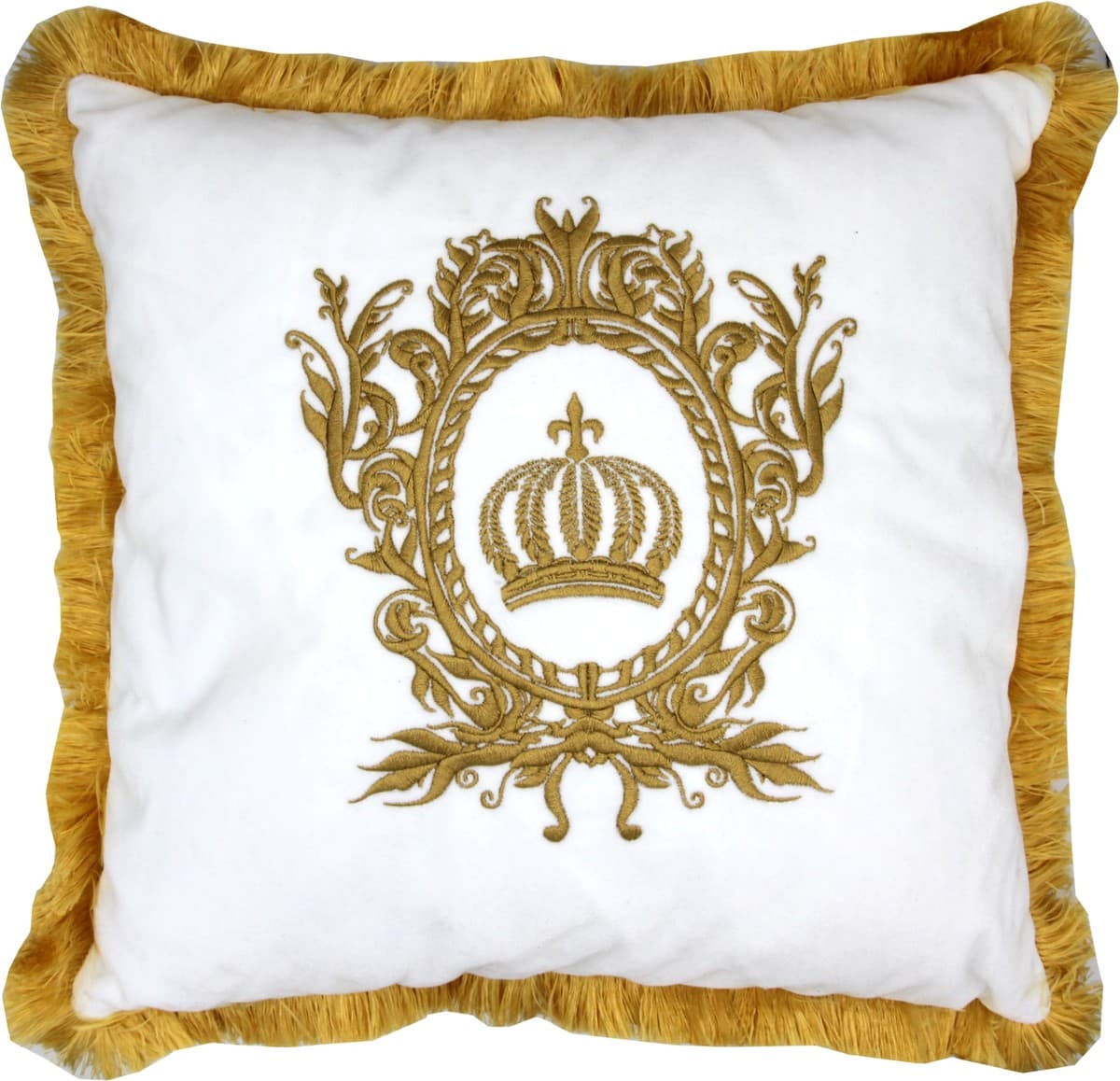 Harald Glööckler luxury decorative pillow Pompöös by Casa Padrino white / gold - Glööckler pillow