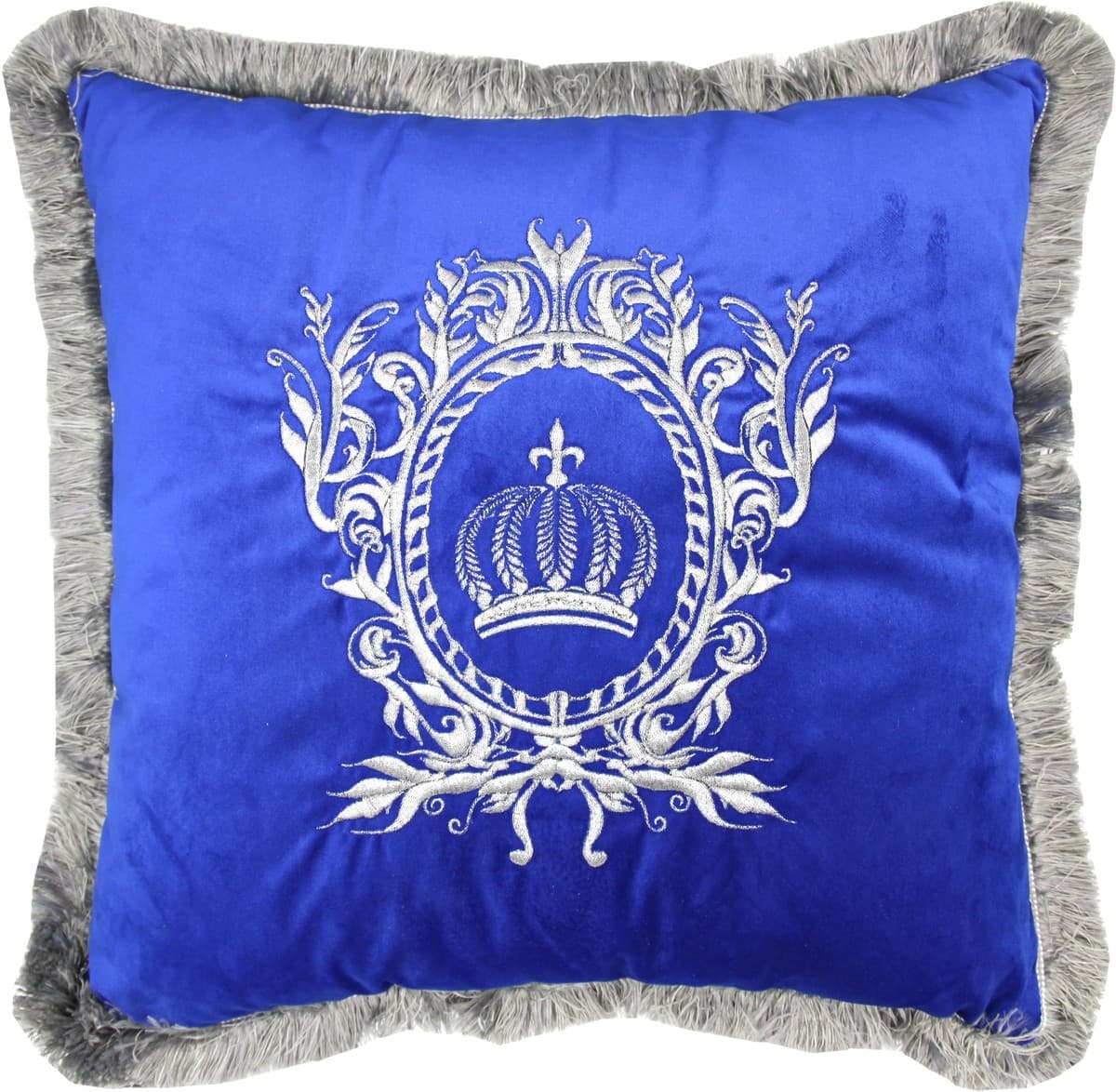 Harald Glööckler luxury decorative pillow Pompöös by Casa Padrino royal blue / silver - Glööckler pillow