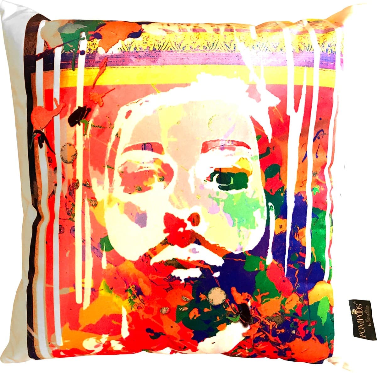 Harald Glööckler Designer Decorative Pillow Pompöös by Casa Padrino Colorful Face - Art Collection -
