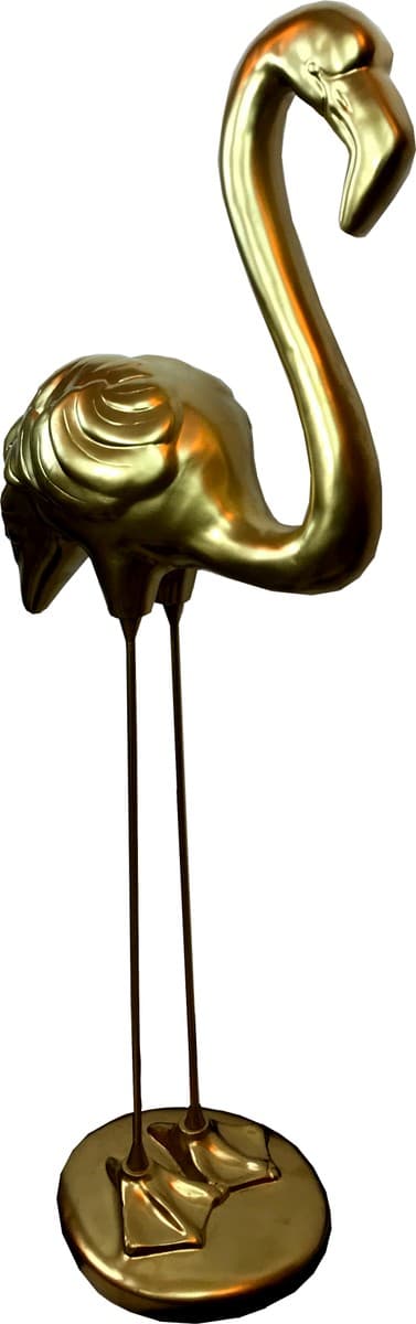 Casa Padrino Dekofigur Flamingo Gold H. 119 cm - Wetterbeständige Deko Skulptur - Wohnzimmer Deko - Garten Deko - Deko Tierfigur