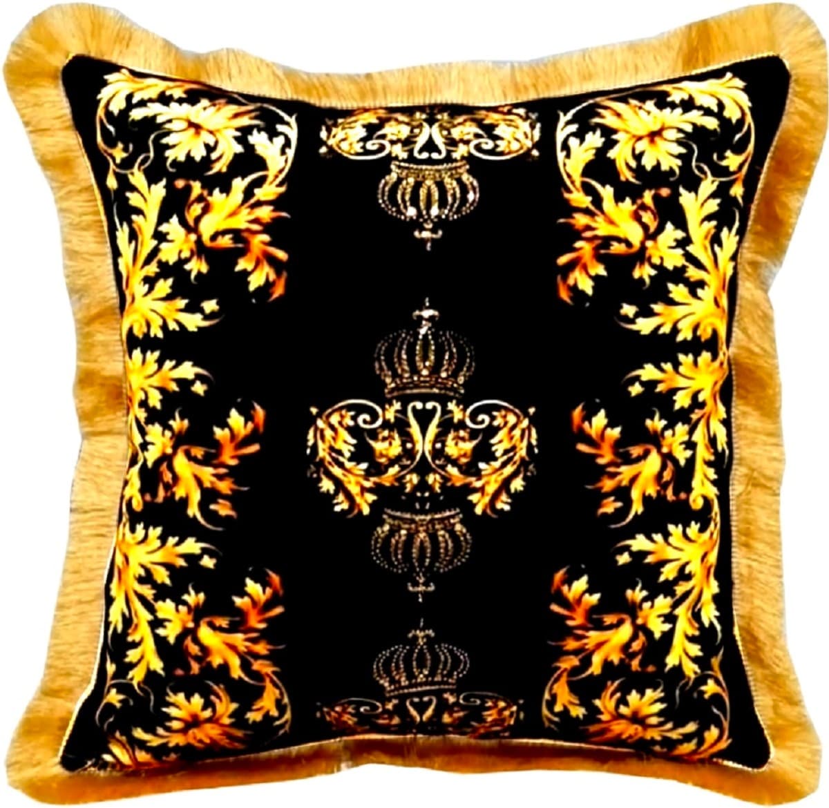Harald Glööckler luxury decorative pillow Pompöös by Casa Padrino black / gold 50 x 50 cm - Glööckler pillow with rhinestones