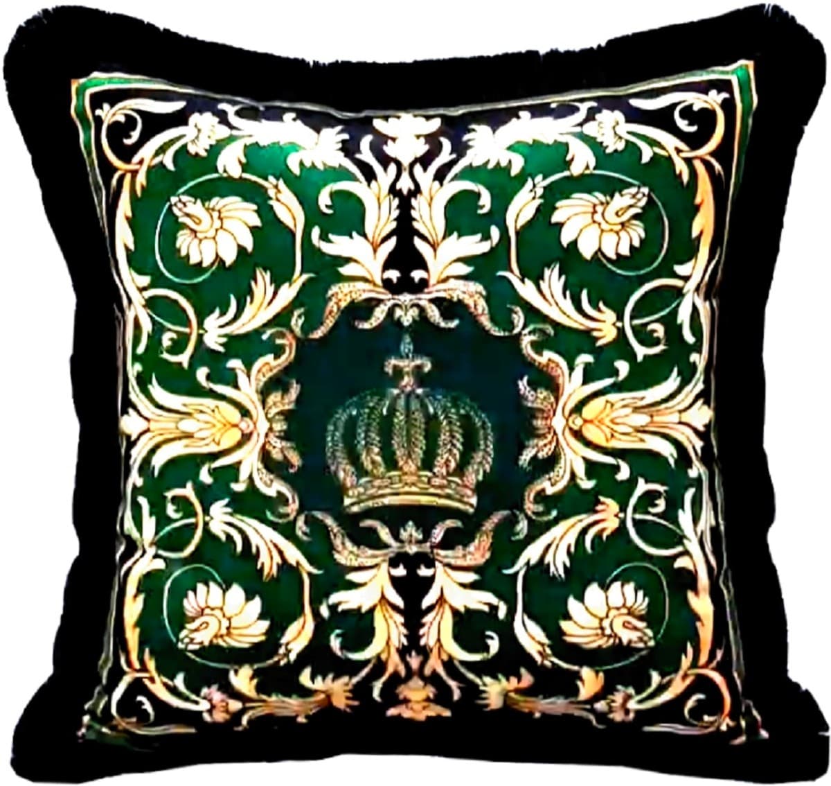 Harald Glööckler luxury decorative pillow Pompöös by Casa Padrino green / black / gold 50 x 50 cm - Glööckler pillow with rhinestones