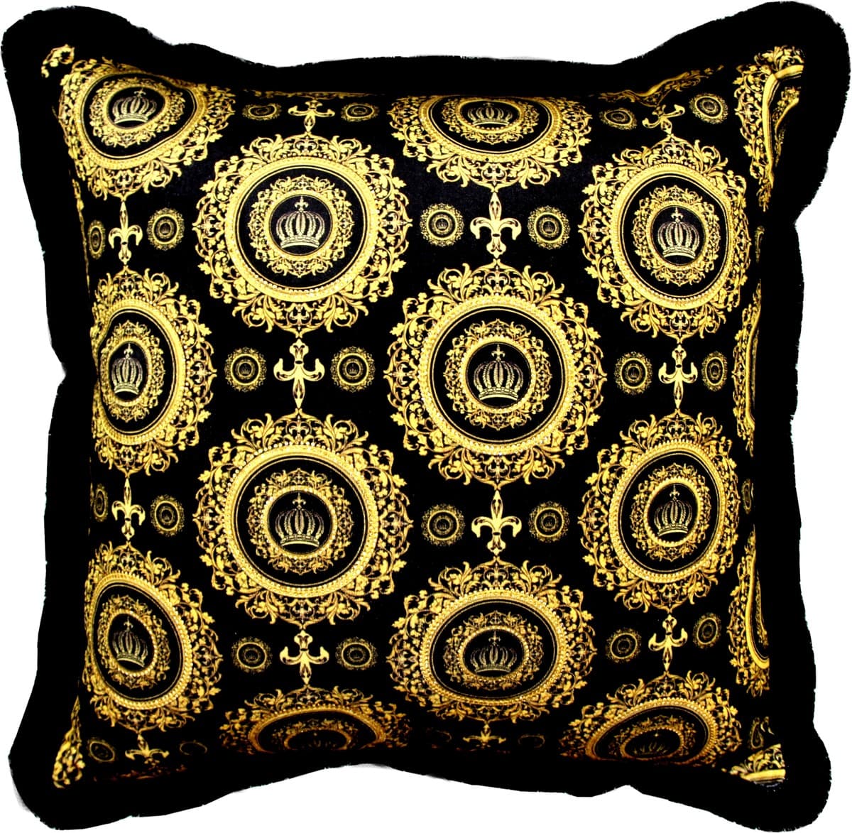 Harald Glööckler luxury decorative pillow Pompöös by Casa Padrino Golden Crowns 50 x 50 cm - Glööckler pillow with rhinestones