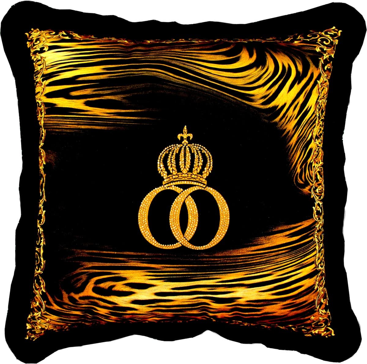 Harald Glööckler luxury decorative pillow Pompöös by Casa Padrino crown & flames with rhinestones - Glööckler pillow