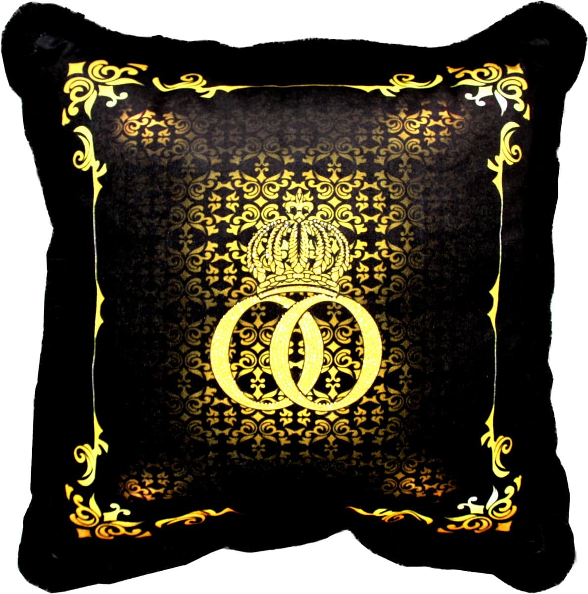 Harald Glööckler luxury decorative pillow Pompöös by Casa Padrino baroque pattern black / gold with rhinestones - Glööckler pillow