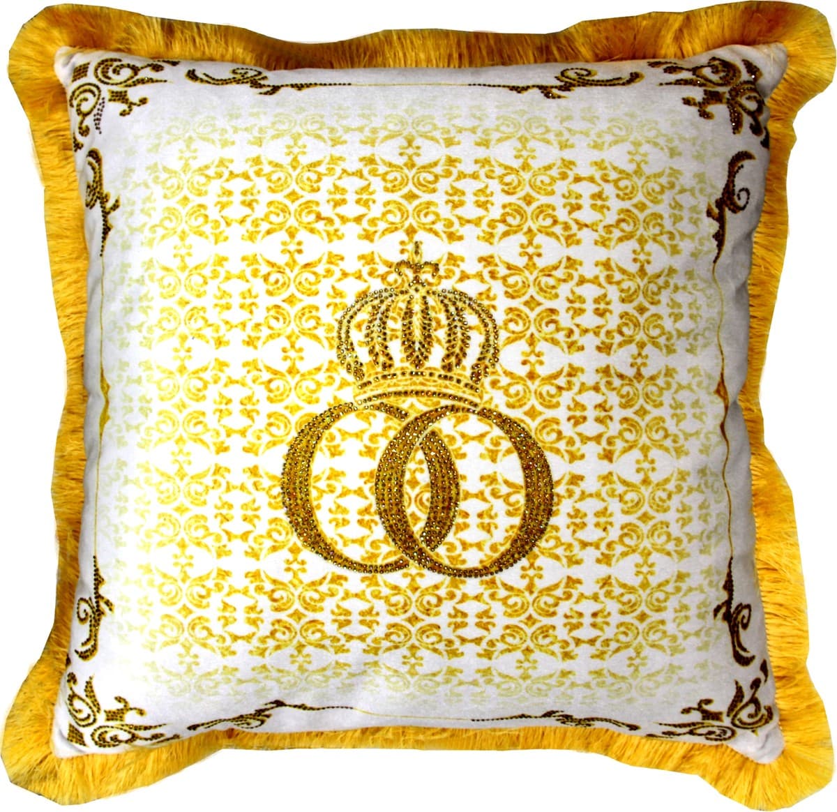 Harald Glööckler luxury decorative pillow Pompöös by Casa Padrino baroque pattern cream / gold with rhinestones - Glööckler pillow