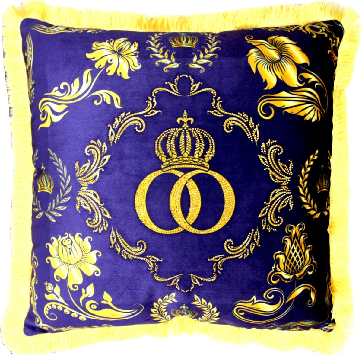 Harald Glööckler luxury deco baroque pillow Pompöös by Casa Padrino purple-taupe / gold crown deluxe with rhinestones - Glööckler pillow