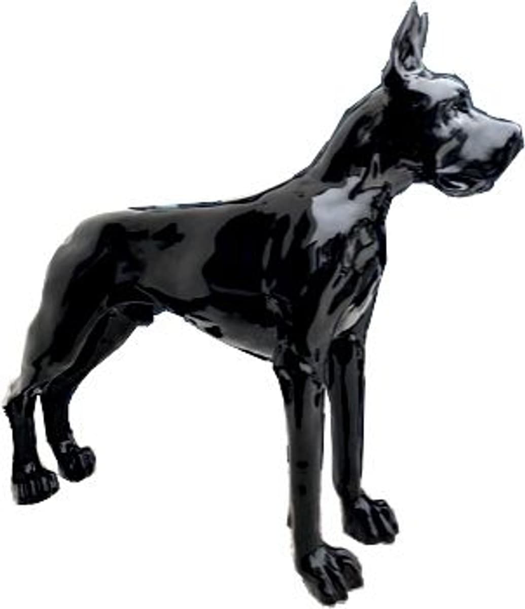 Casa Padrino Designer Dekofigur Hund Deutsche Dogge Schwarz 125 x H. 110 cm - LebensgroÃe Deko Skulptur - Wetterbeständige Tierfigur