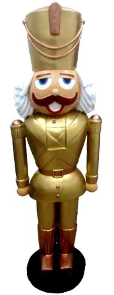 Casa Padrino Deko XXL Skulptur NuÃknacker Gold mit Uniform Lebensgross 180 cm - Weihnachten Weihnachtsdeko Kaufhausdeko