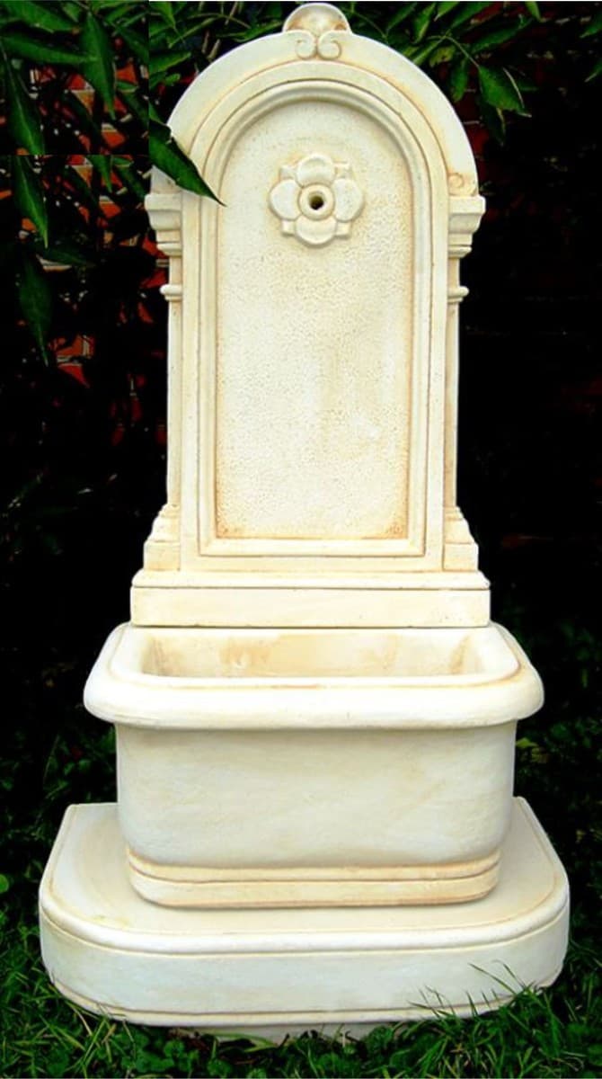 Casa Padrino Jugendstil Wandbrunnen Weià / Beige H. 113 cm - Prunkvoller Gartenbrunnen - Gartendeko Stein Brunnen - Barock & Jugendstil Garten Deko Accessoires