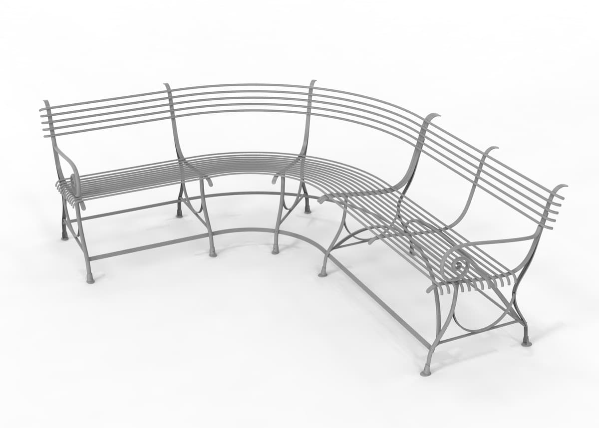 Casa Padrino Jugendstil Gartenbank 250 x 210 x H. 90 cm - Verschiedene Farben - Gebogene Schmiedeeisen Bank mit Pferdehuf FüÃen - Jugendstil Schmiedeeisen Garten & Terrassen Möbel