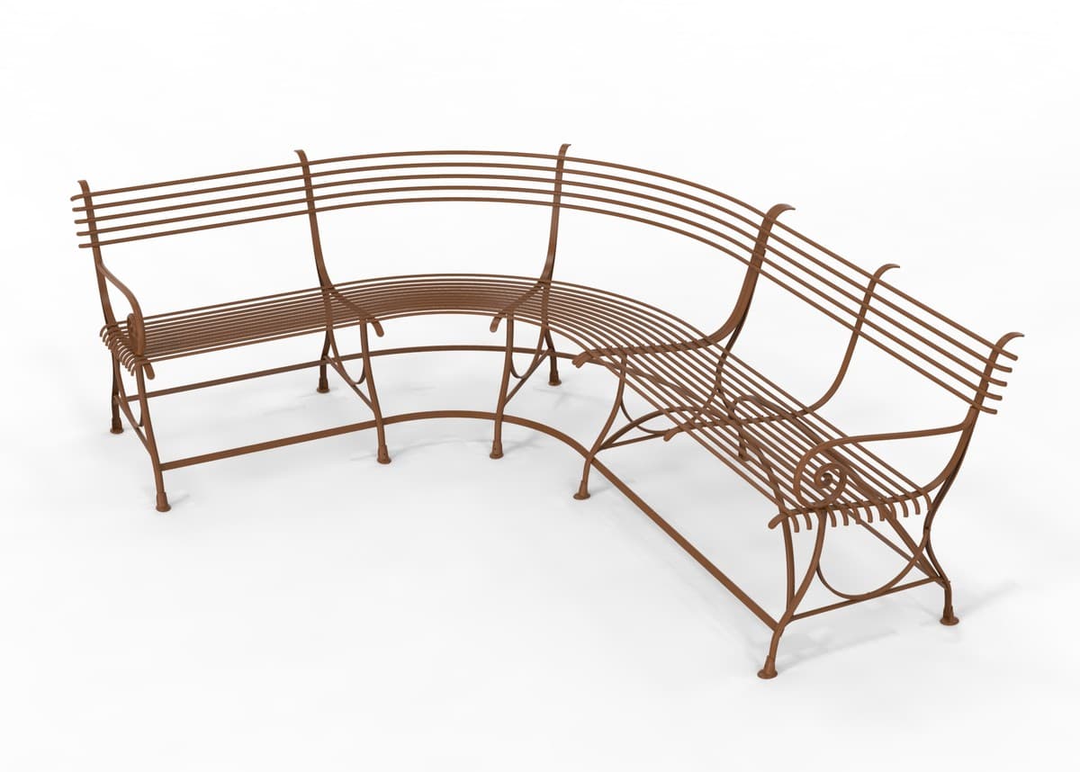 Casa Padrino Jugendstil Gartenbank 250 x 210 x H. 90 cm - Verschiedene Farben - Gebogene Schmiedeeisen Bank mit Pferdehuf FüÃen - Jugendstil Schmiedeeisen Garten & Terrassen Möbel
