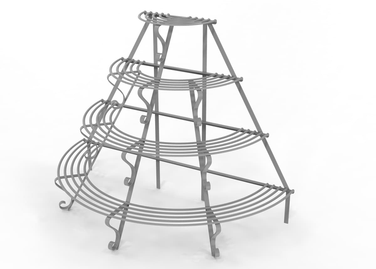 Casa Padrino Jugendstil Blumenetagere 153 x 76 x H. 117 cm - Verschiedene Farben - Halbrunde Blumentreppe - Schmiedeeisen Pflanzen Etagere - Jugendstil Garten & Terrassen Deko Accessoires