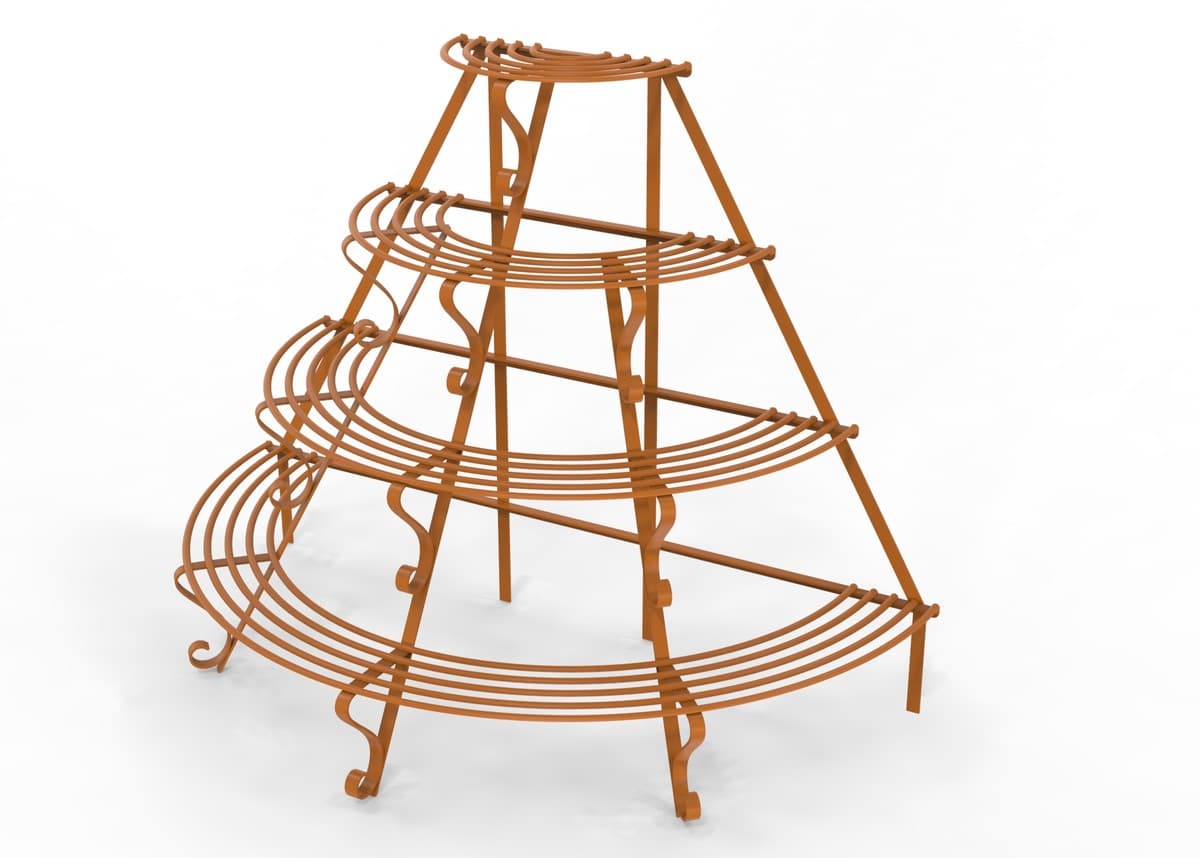 Casa Padrino Jugendstil Blumenetagere 153 x 76 x H. 117 cm - Verschiedene Farben - Halbrunde Blumentreppe - Schmiedeeisen Pflanzen Etagere - Jugendstil Garten & Terrassen Deko Accessoires