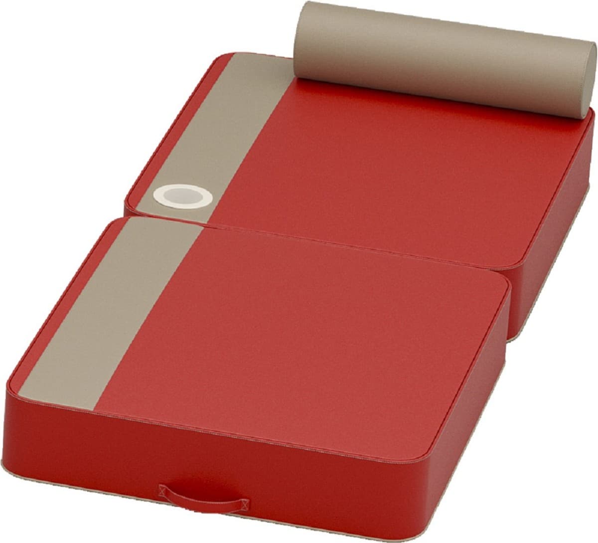 Casa Padrino Luxus Wasserliege Rot / Taupe 190 x 80 x H. 17 cm - Wasserdichte Kunstleder Wasser Liege mit Kopfstütze und Getränkehalter - Sonnenliege - Hotel Pool Accessoires - Luxus Qualität