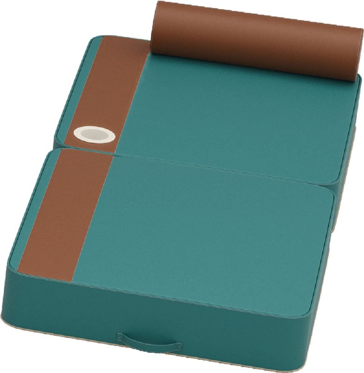 Casa Padrino Luxus Wasserliege Türkis / Braun 190 x 80 x H. 17 cm - Wasserdichte Kunstleder Wasser Liege mit Kopfstütze und Getränkehalter - Sonnenliege - Hotel Pool Accessoires - Luxus Qualität