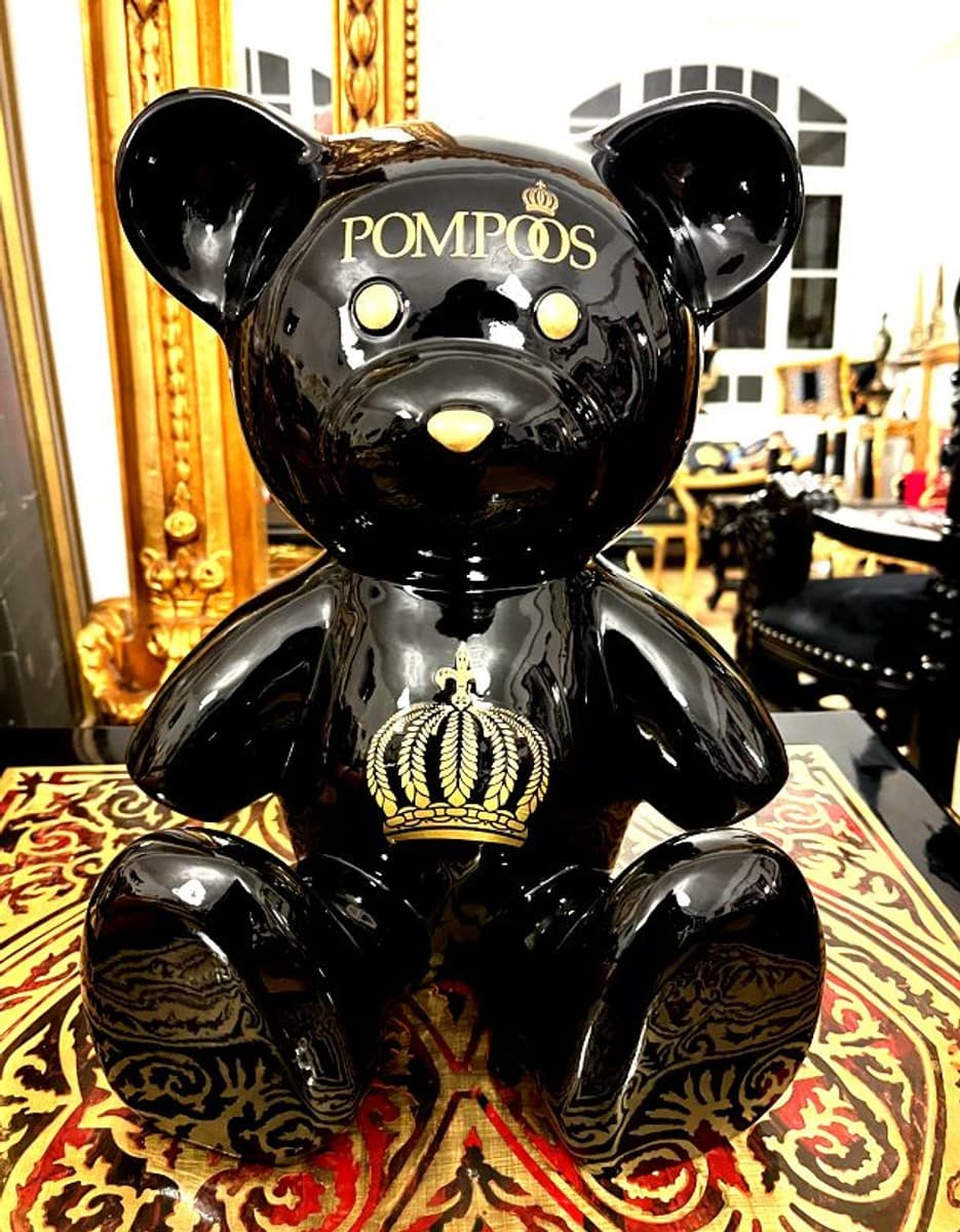 Harald Glööckler Luxus Designer Deko Teddybär Skulptur Pompöös by Casa Padrino Schwarz / Gold - Glööckler Deko Figur - Designer Deko Figur Teddy