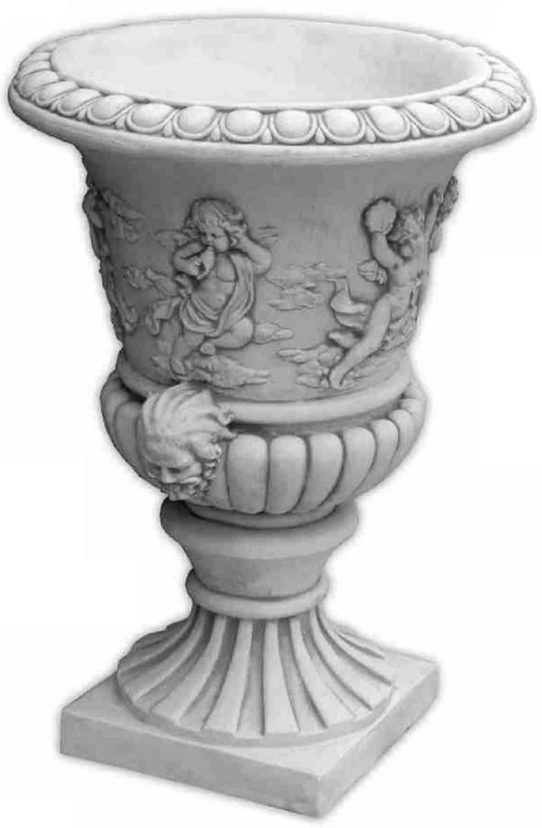 Casa Padrino Barock Garten Deko Blumentopf Grau à 55 x H. 78 cm - Prunkvoller Pflanzentopf im Barockstil - Barock Garten Deko - Barock Terrassen Deko - Barock Deko Accessoires