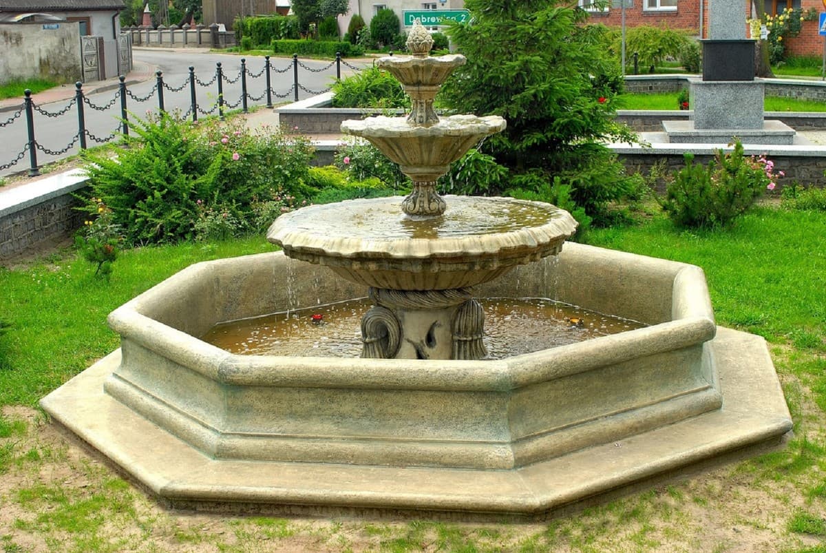 Casa Padrino Barock Springbrunnen mit Umrandung Antik Grau à 350 x H. 180 cm - Prunkvoller Barockstil Gartenbrunnen - Gartendeko Barock Brunnen - Barock Garten Deko Accessoires