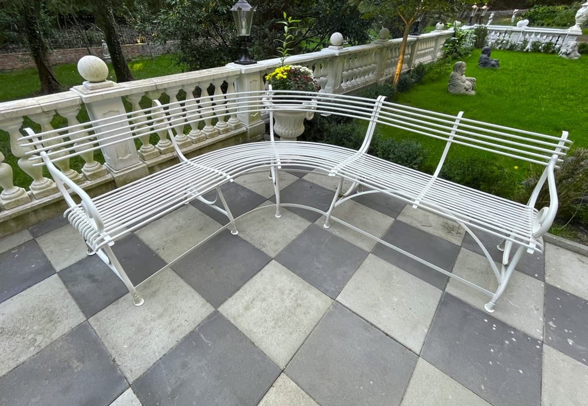 Casa Padrino Jugendstil Gartenbank 250 x 210 x H. 90 cm - Gebogene Schmiedeeisen Bank - Jugendstil