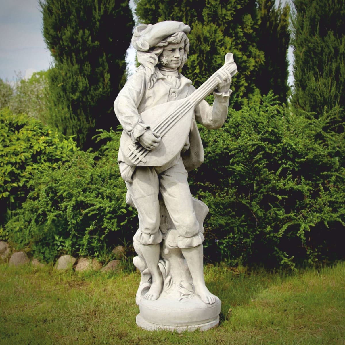 Casa Padrino Jugendstil Garten Deko Stein Skulptur Mann Grau H. 185 cm