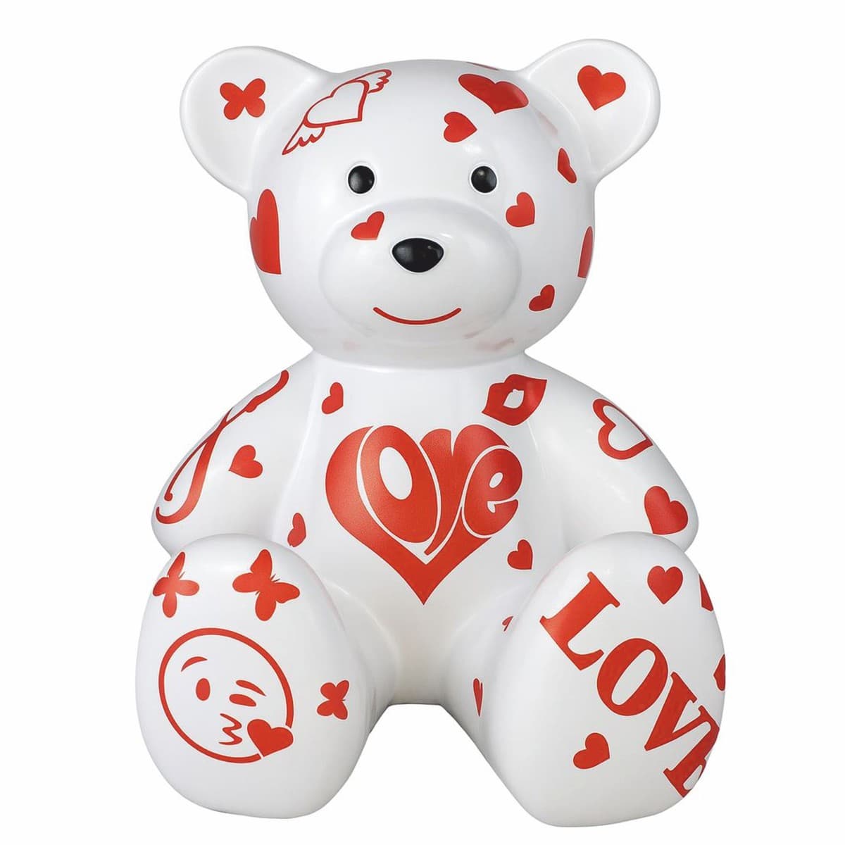 Casa Padrino Deko Figur Teddybär Weià / Rot H. 34 cm - Deko Figuren