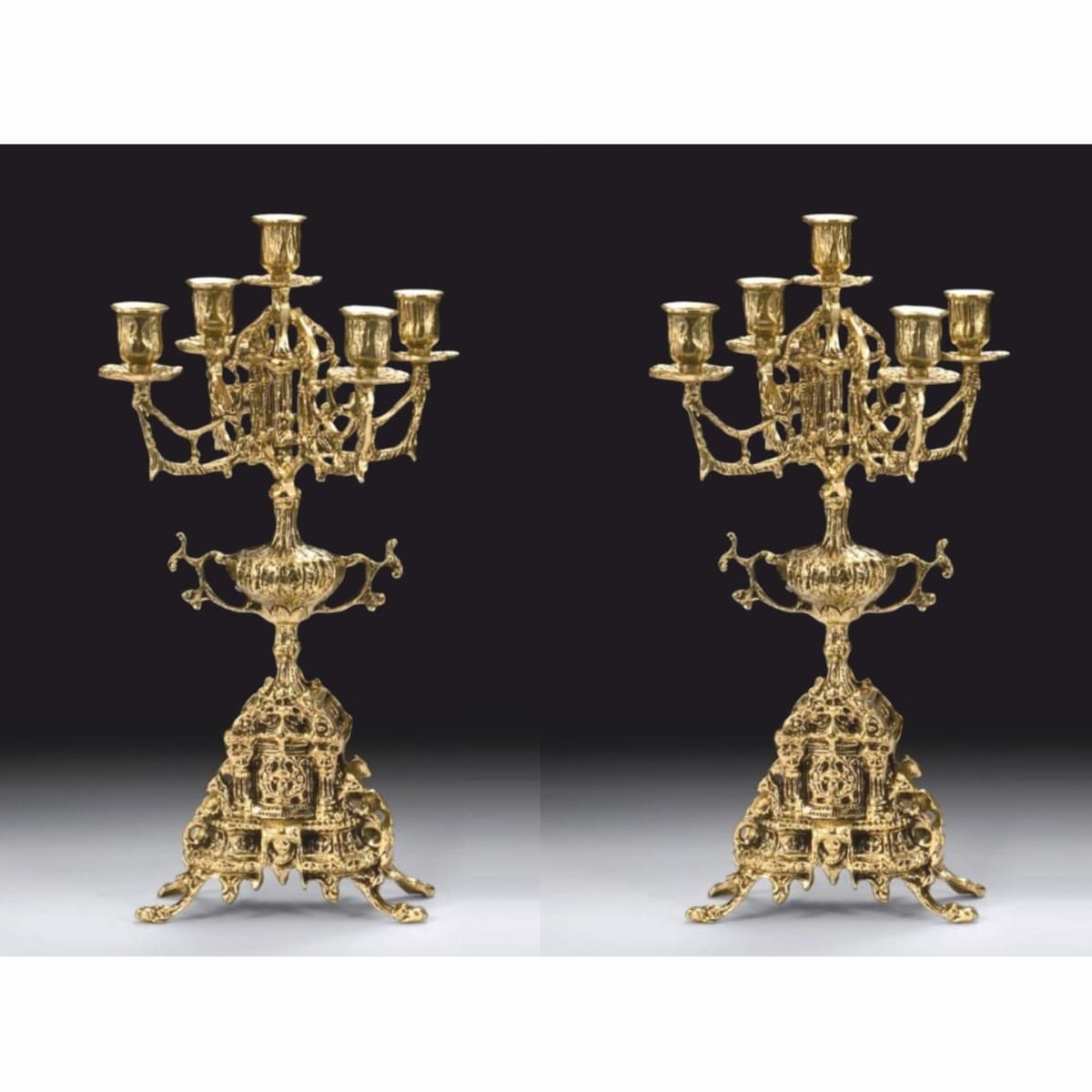 Casa Padrino Luxus Barock Kerzenhalter Set Gold à 25 x H. 44 cm - Barock Deko