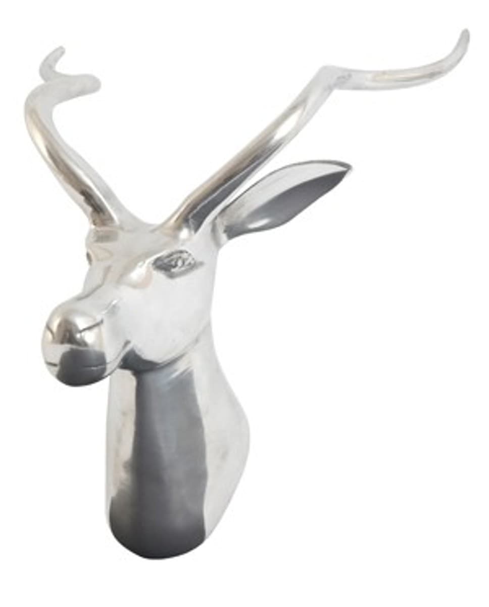 Designer Shine Deko Bock aus poliertem Aluminium - Wandfigur