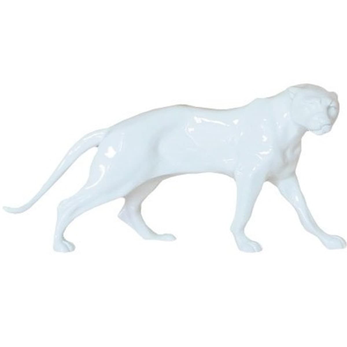 Casa Padrino Luxus Deko Figur Panther Weià 26 x 8 x H. 11 cm - Kunststein Skulptur - Deko Accessoires