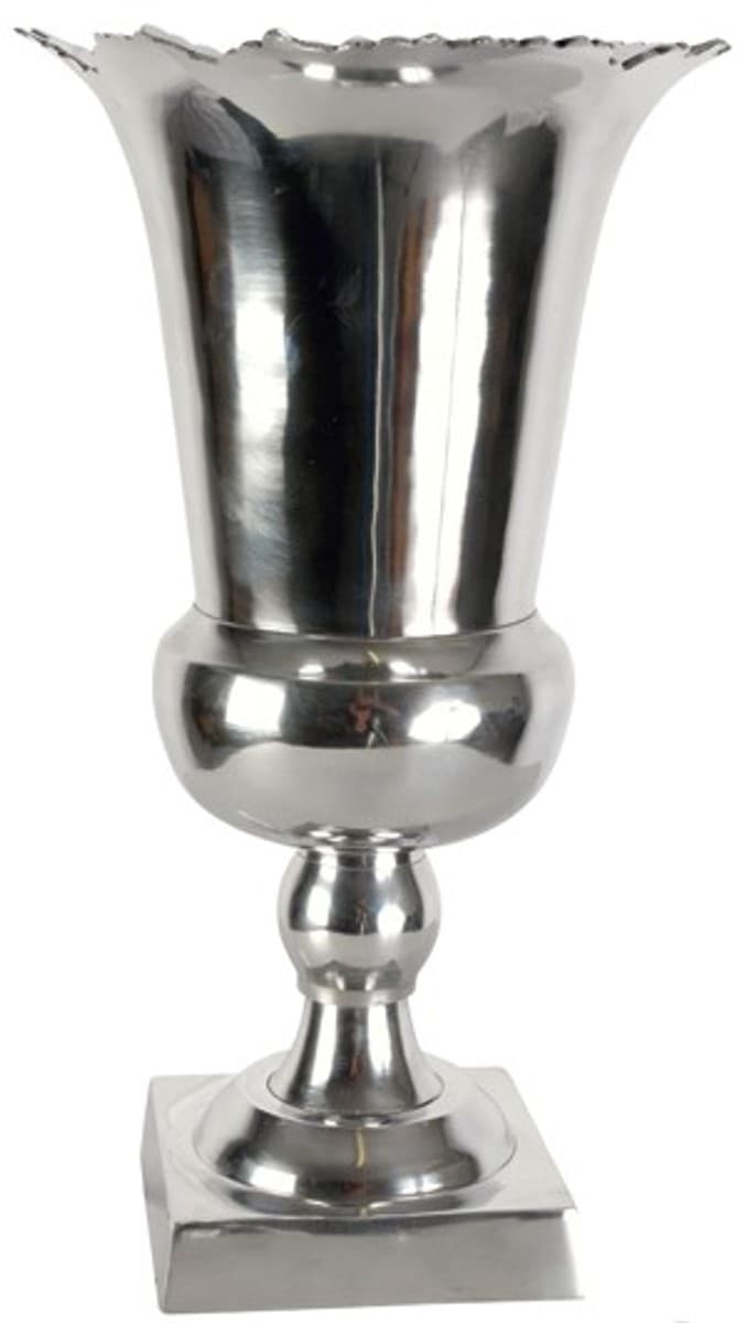 Designer Vase aus poliertem Aluminium silber Höhe: 40,5 cm, Breite: 22,5 cm - wunderschöne Vase, Deko Vase