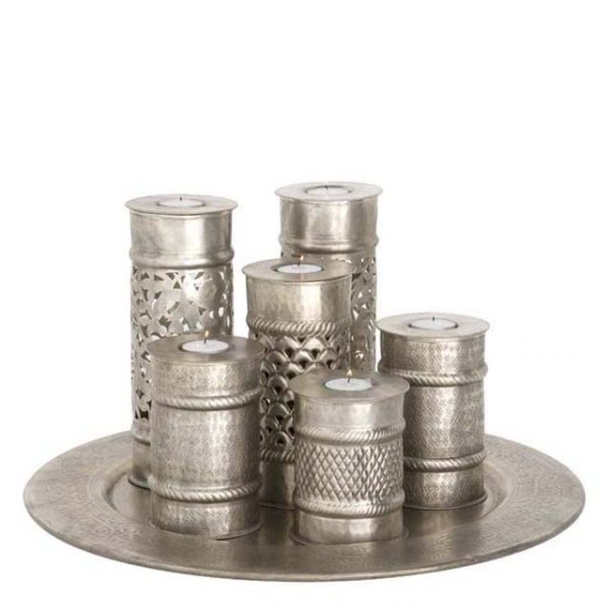 Massiver Luxus Kerzenständer Antikstil Silber Marrakech Medium 50cm