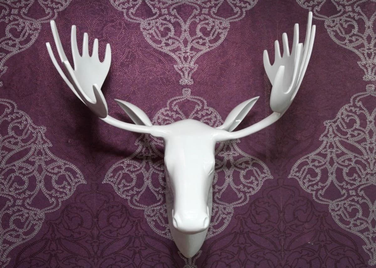 Casa Padrino Designer Geweih Aluminium Weià Wilder Hirsch Elch Massiv & Schwer Alu Dekoration Wandgeweih Wandfigur Wanddekoration