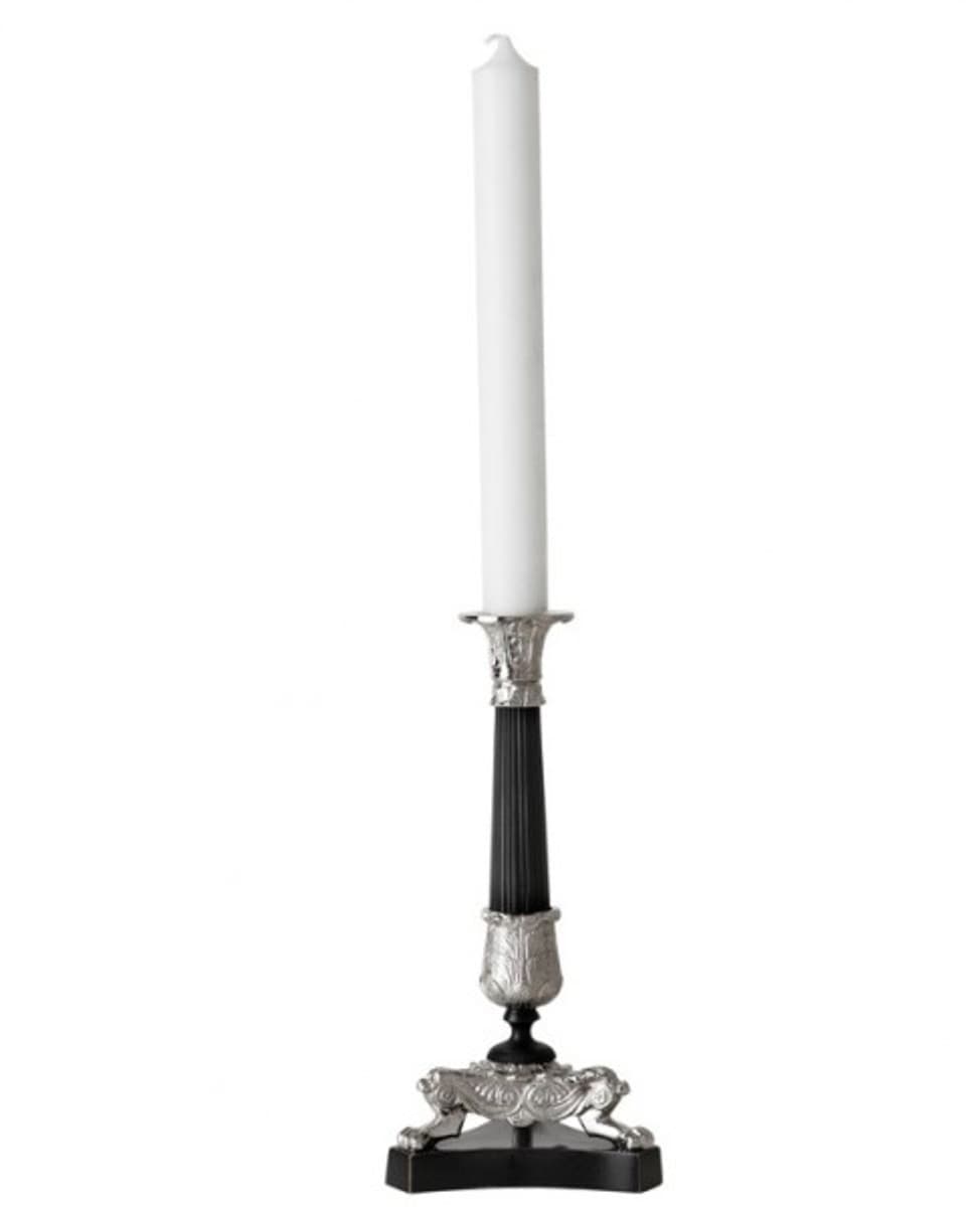 Casa Padrino Luxus Kerzenständer Nickel Finish Paris - schwere Ausführung - Kerzenhalter Kerzenleuchter