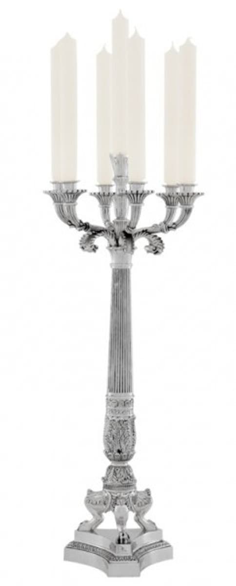 Casa Padrino Massiver Luxus Kerzenständer Antikstil versilbert 79 x 30 cm - Kerzenhalter