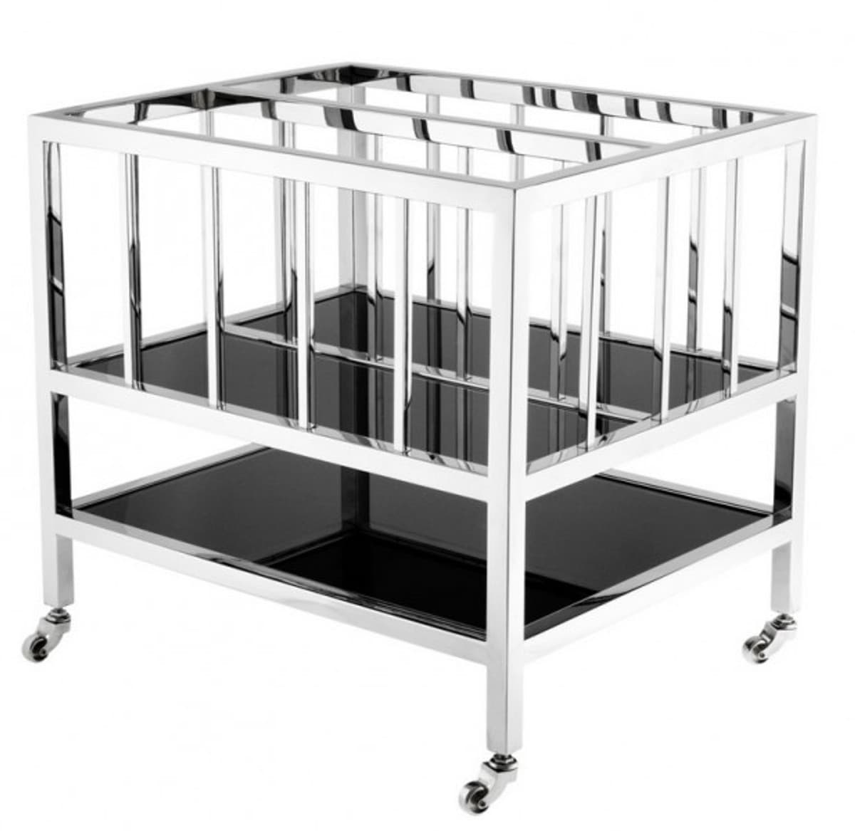 Casa Padrino Luxus Zeitungs & Magazin Trolley Edelstahl poliert 50 x 40 x H. 46,5 cm - Luxus Praxis / Kanzlei Einrichtung