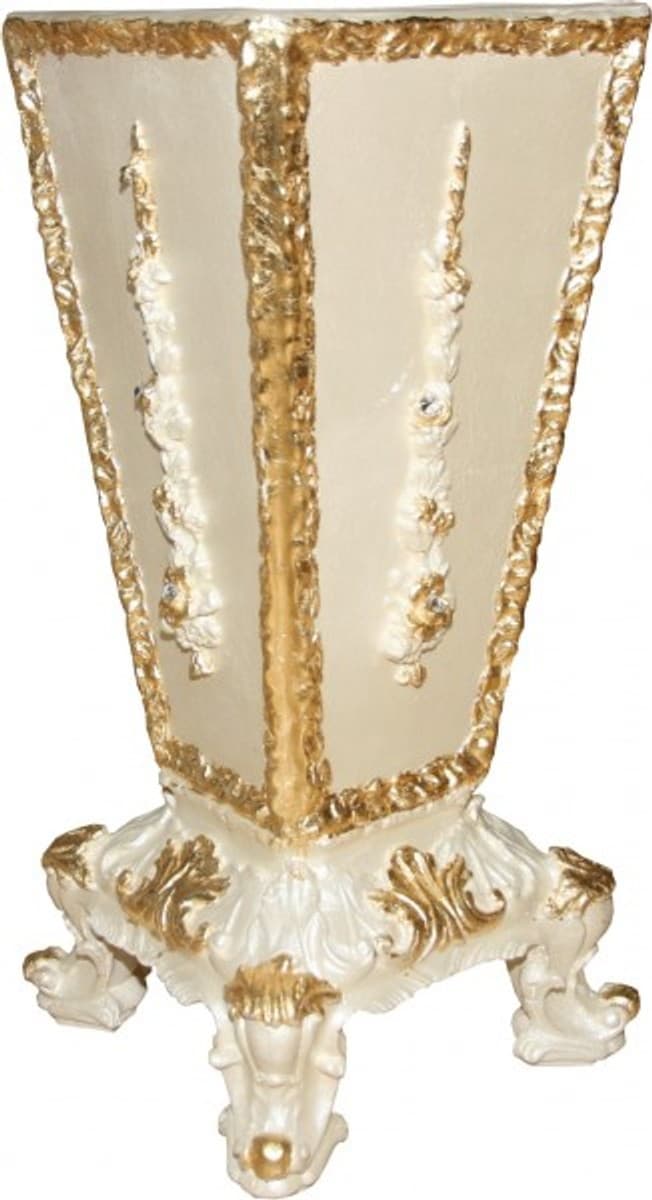 Casa Padrino Barock Luxus Schirmständer in Creme/Gold mit Bling Bling Glitzersteinen - Hotel Interior Luxus Kollektion - Limited Edition