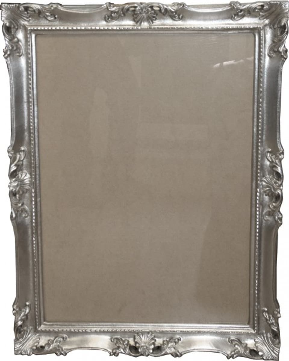 Casa Padrino Barock Luxus Holz Bilderrahmen 85 x 64 cm Silber - GroÃer Bilder Rahmen Foto Rahmen Jugendstil Antik Stil - Made in Italy