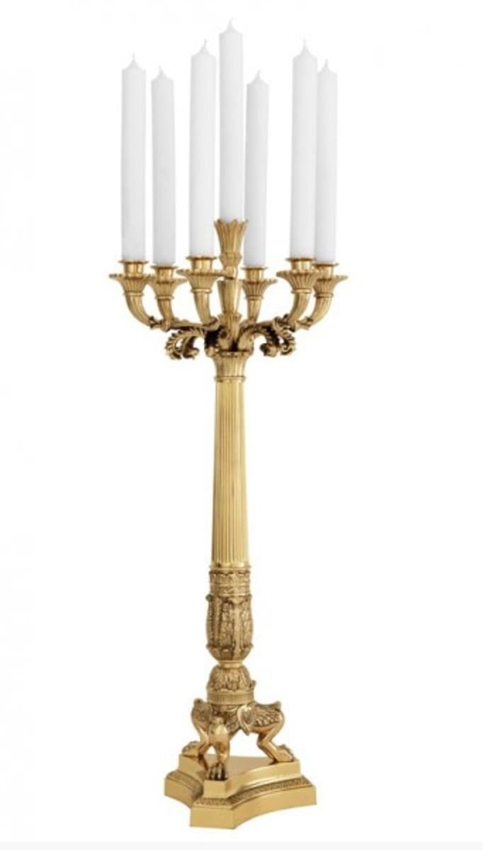 Casa Padrino Massiver Luxus Kerzenständer Antikstil Messing poliert 79 x 30 cm - Kerzenhalter