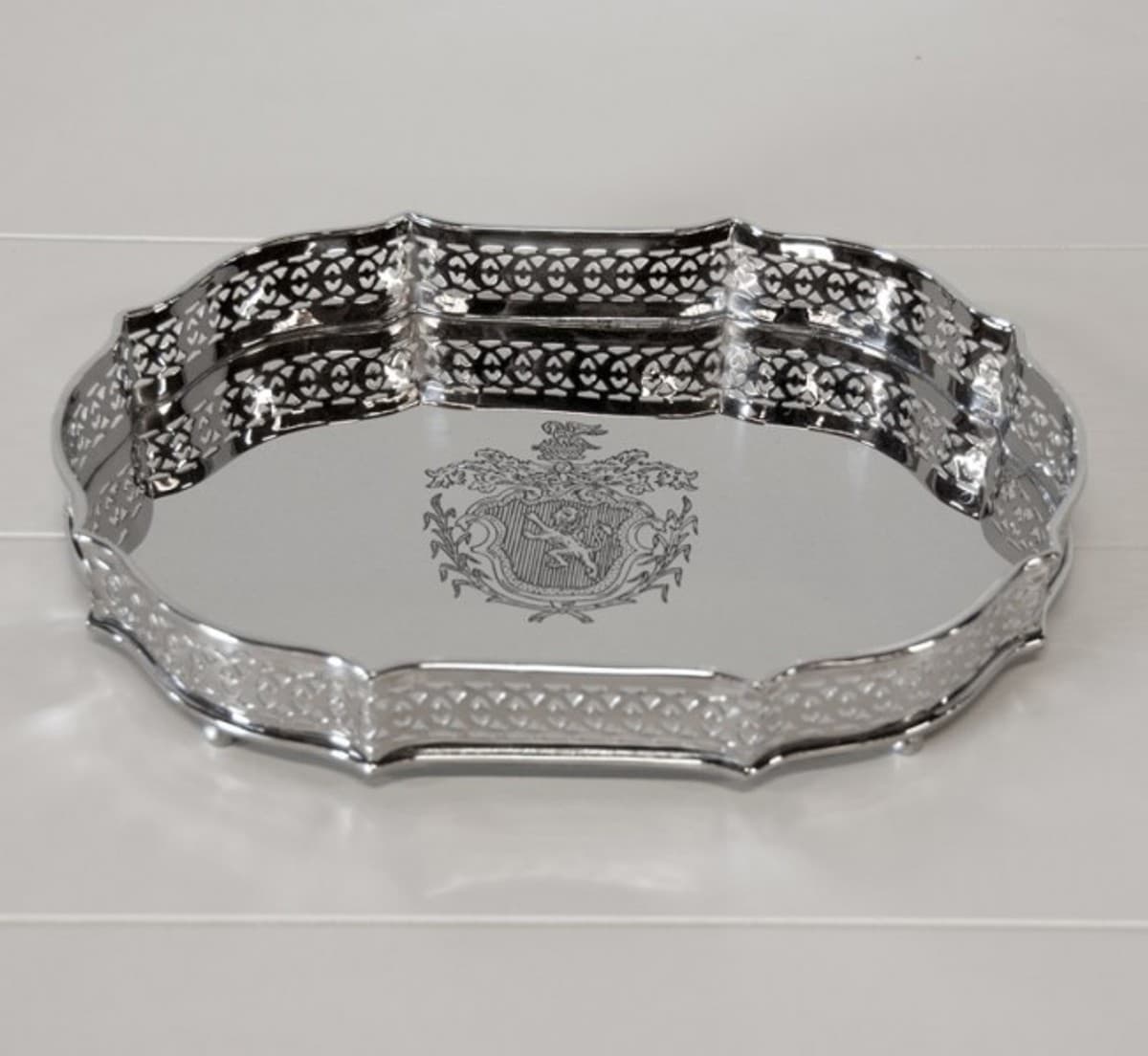 Casa Padrino Luxus Tablett Oval Massiv vernickelt 29 x 21 x 4 cm - Luxury Collection - 5 Sterne Gastronomie Einrichtung