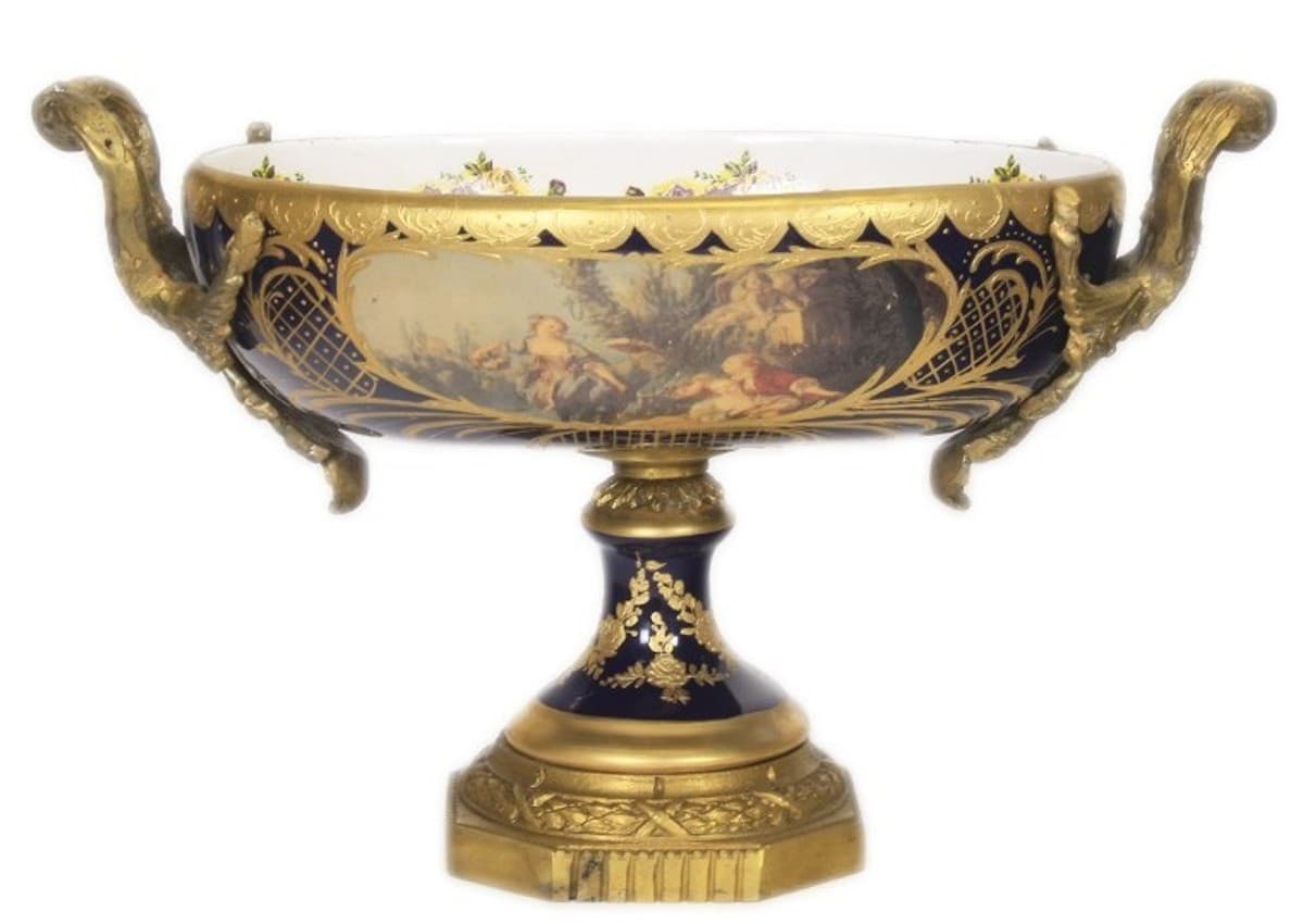 Casa Padrino Barock Porzellan Schale Kobalt / Gold B40 H37 cm - Grand Decor - Hotel Dekoration