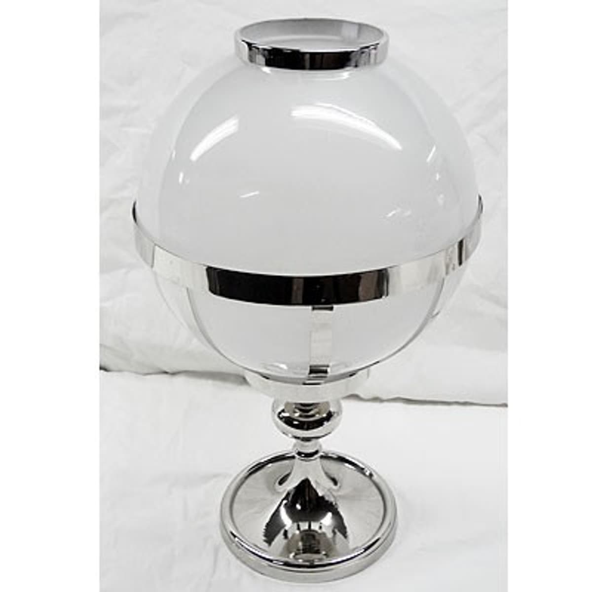 Casa Padrino Laterne Messing vernickelt / Glas Vintage Kugel Design H41 cm- Kerzenleuchter