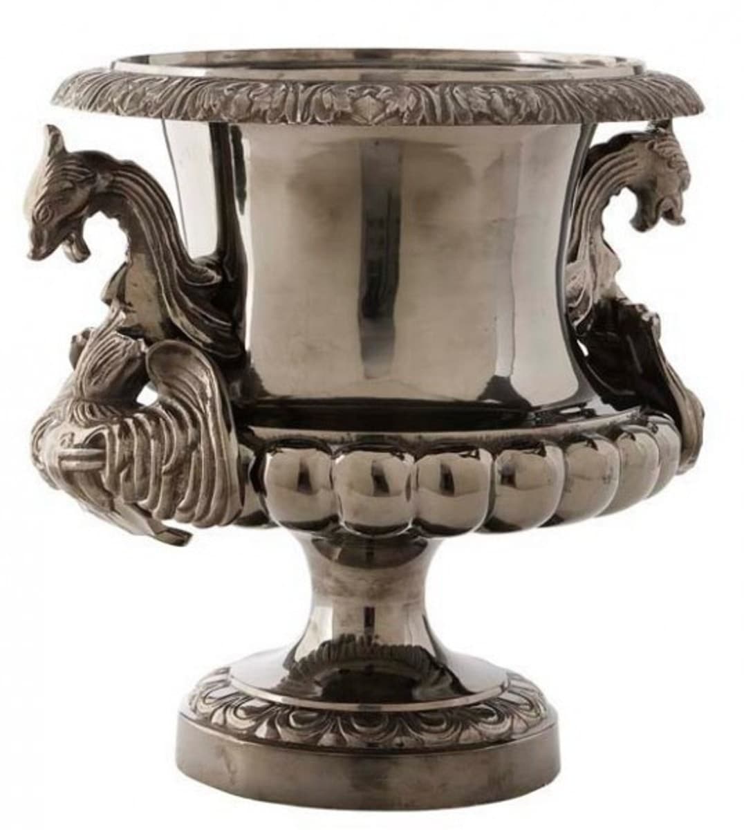 Casa Padrino Antik Stil Barock Blumenvase Antik Stil vernickelt - Pflanzentopf - Hotel Dekoration - Blumengefäss