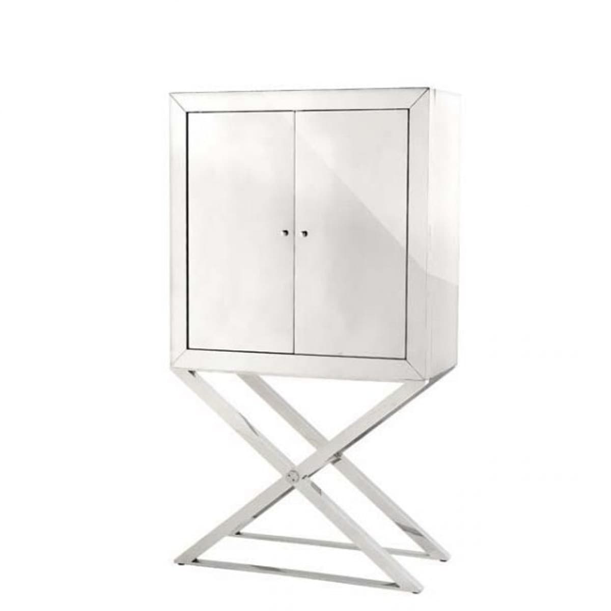 Casa Padrino Luxus Designer Barschrank Edelstahl verspiegelt - Luxus Hotel Möbel - Spiegel Möbel