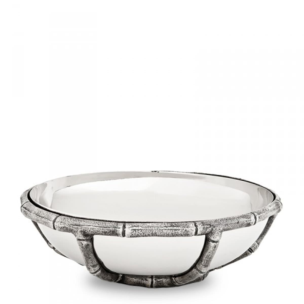 Casa Padrino Luxus Art Deco Schüssel Edelstahl vernickelt Antik Silber 27 x H. 8,5 cm - Luxus Hotel Collection