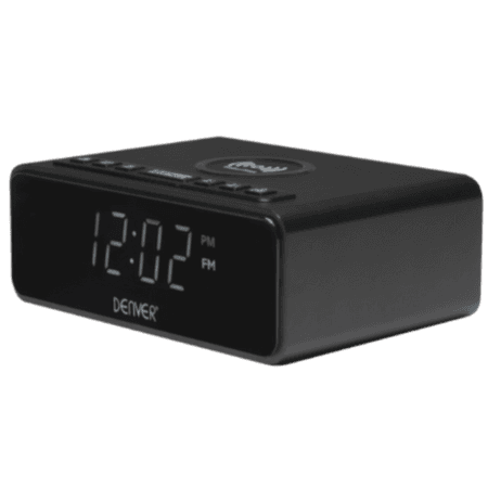 Denver CRQ-105 Clock Radio QI-latauksella varustettuna