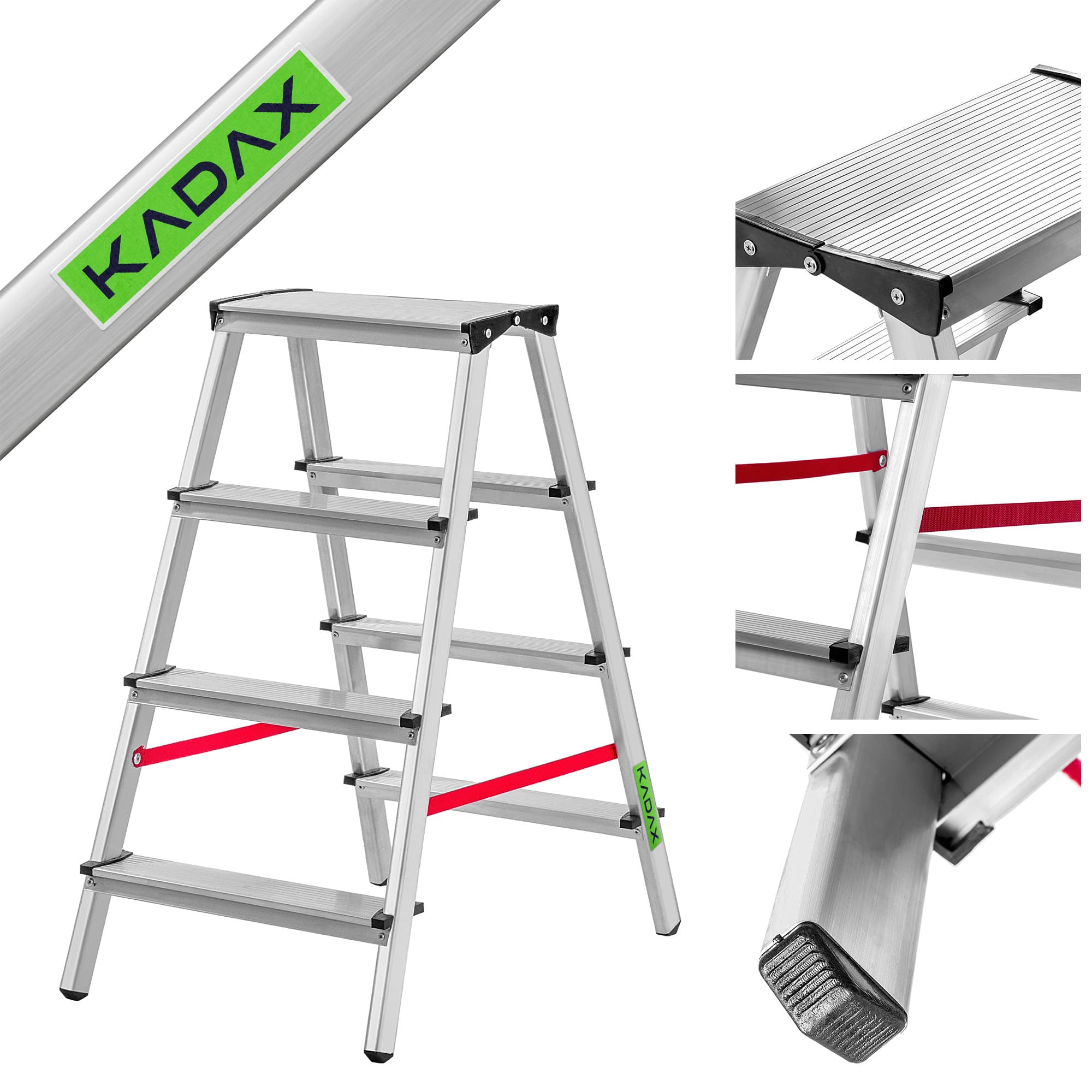 Drabina aluminiowa dwustronna Telti 4 stopnie